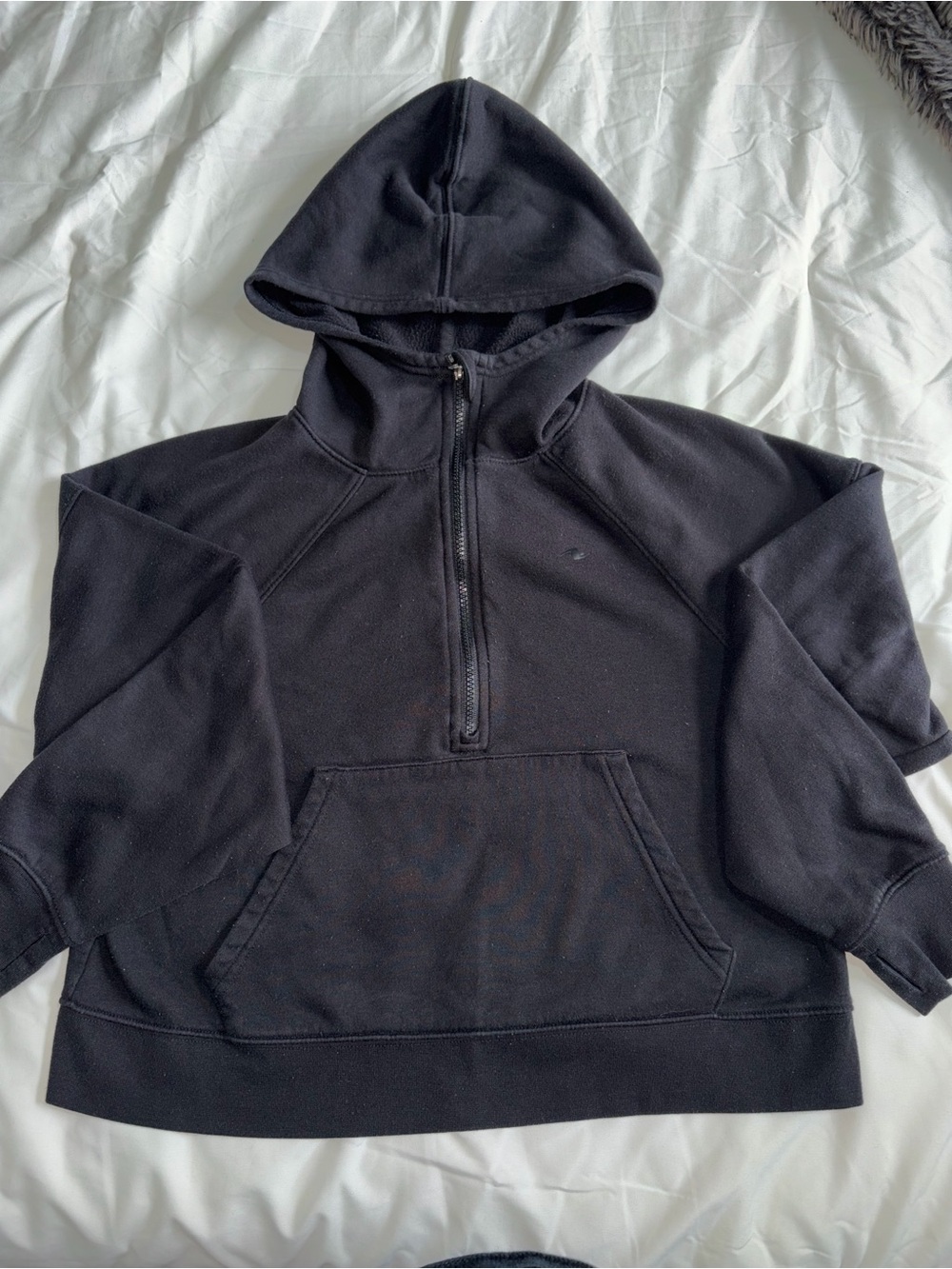 Athletic Works Black Half-Zip Cropped Hooded Sweater